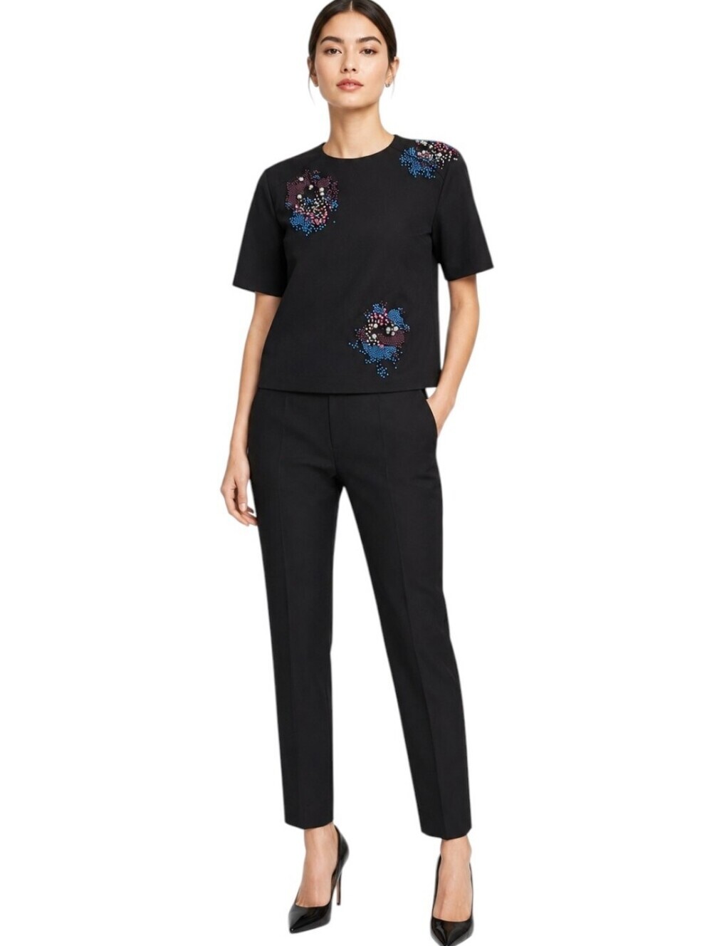 3.1 Phillip Lim Embellished Beaded Black Boxy Top Women's 0